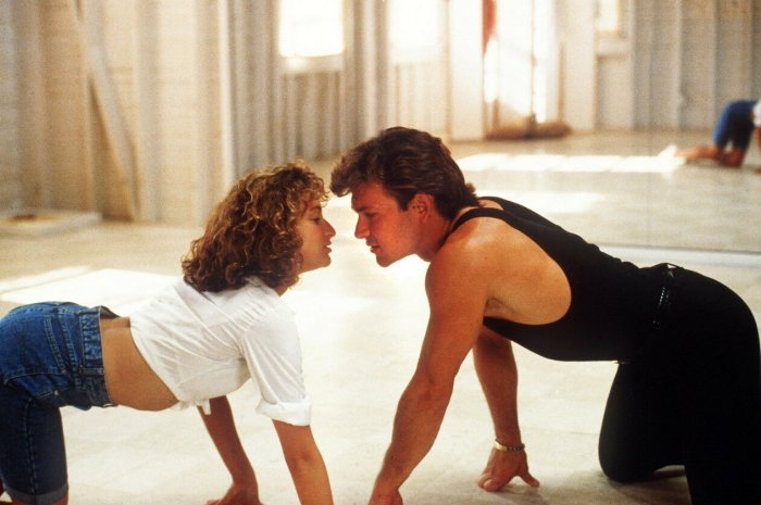 Les deux acteurs sur le tournage de Dirty Dancing