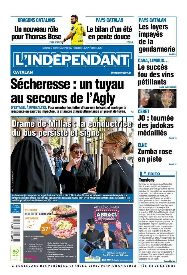 Une L'Indépendant 9 octobre