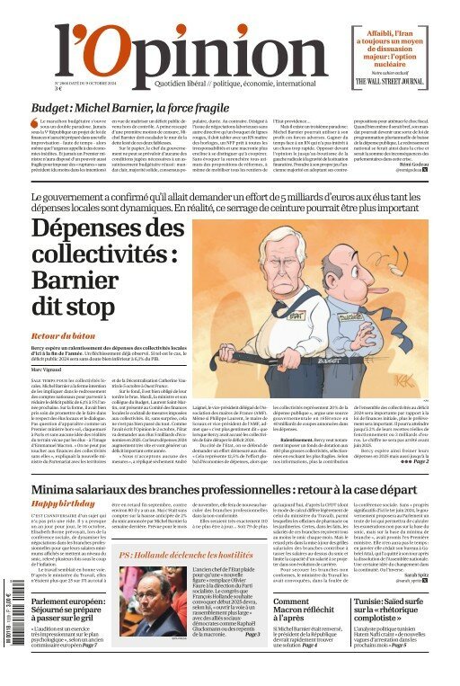 Une L'Opinion 9 octobre