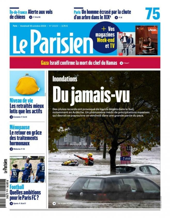 Une Le Parisien 8 octobre