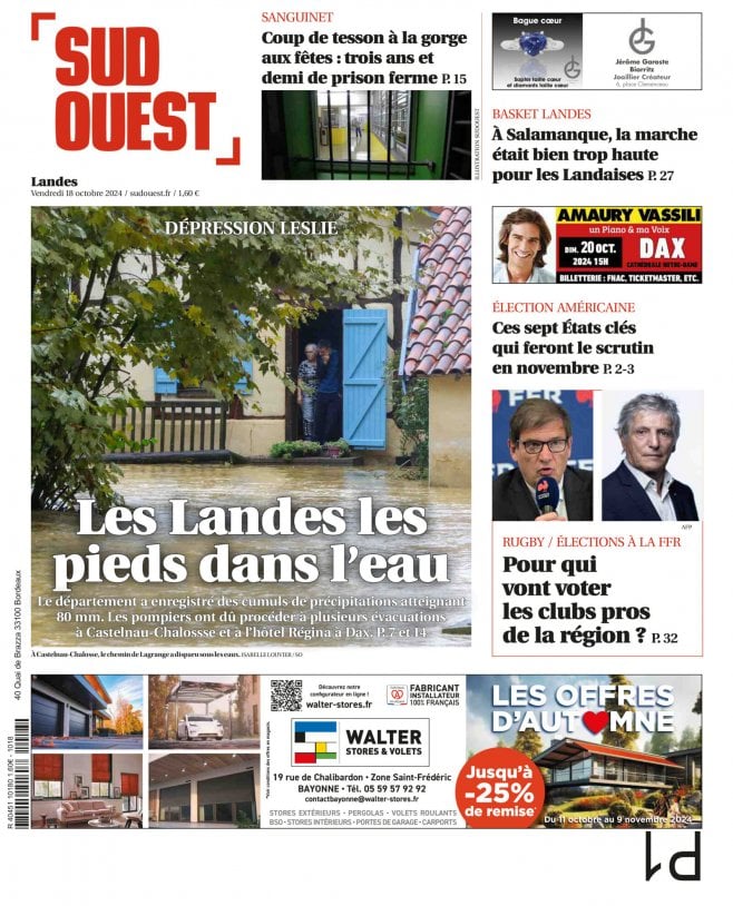 Une Sud Ouest 18 octobre