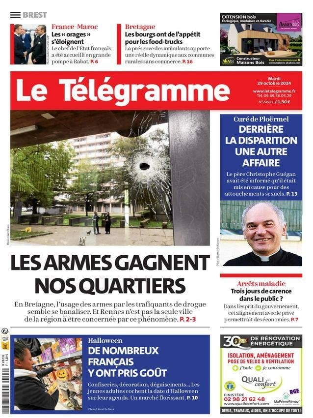 Une Le Télégramme mardi 29 octobre 2024