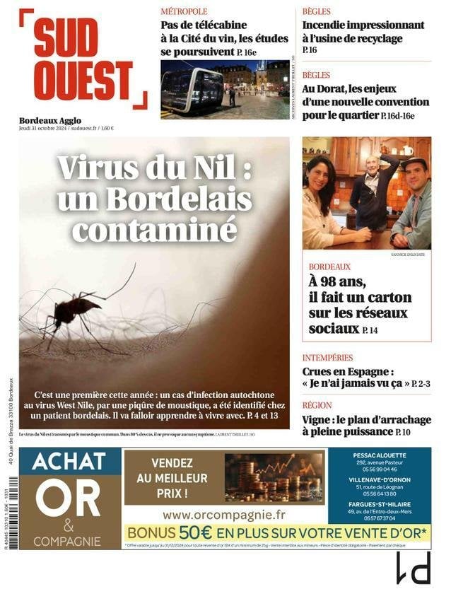 Le virus du Nil frappe à Bordeaux