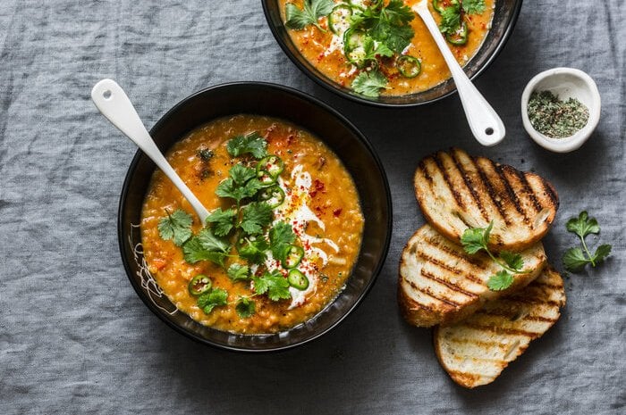 Soupe lentille corail piment d'Espelette 