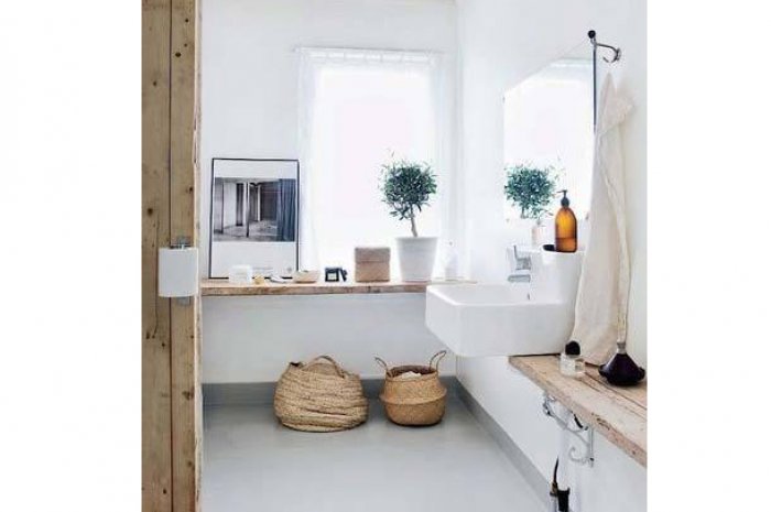 Relooker sa salle de bains : placer une jolie plante ou un petit arbre dans les espaces vides et lumineux