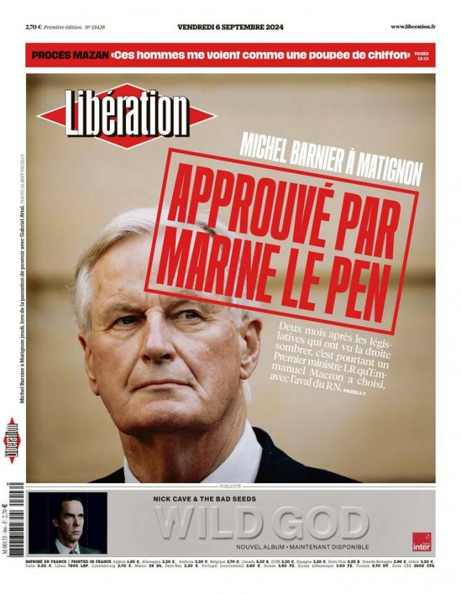 Michel Barnier prend un tampon