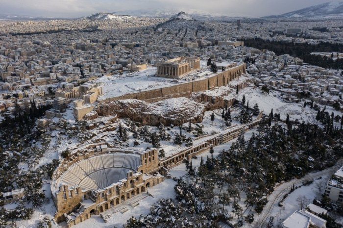 L'acropole sous la neige