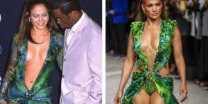 Photos avant/après : Jennifer Lopez ressort sa mythique Jungle Dress à la Fashion Week de Milan
