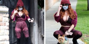 Photos. L'actrice Phoebe Price dévoile un sein par accident en sortant son chien